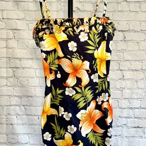 Ralph Lauren Strapless Floral Dress - Black and Orange